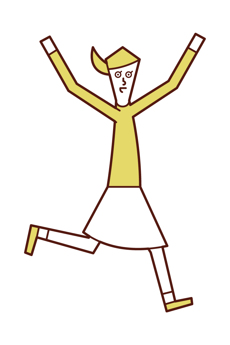 Illustration of a person (woman) running with open arms