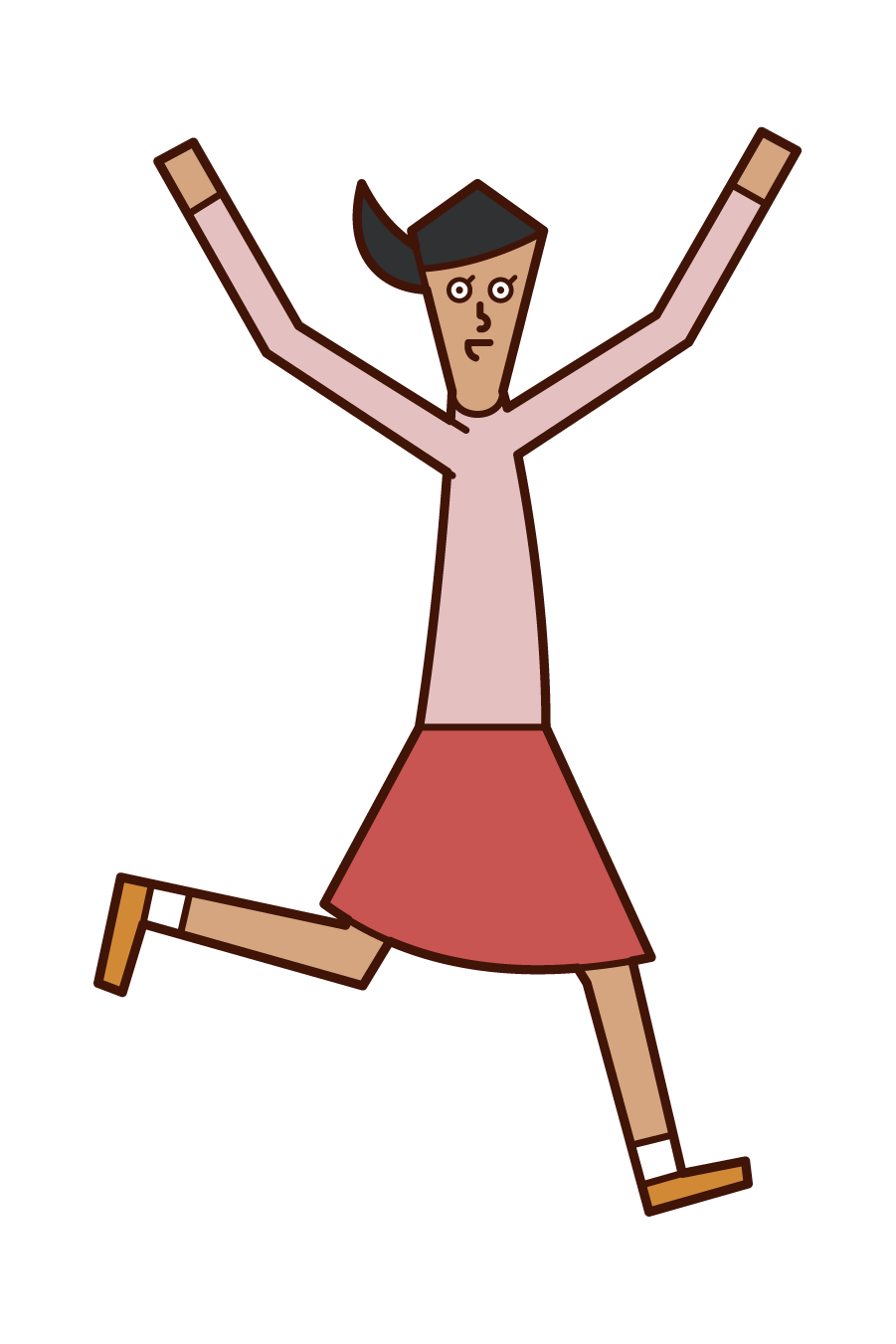 Illustration of a person (woman) running with open arms