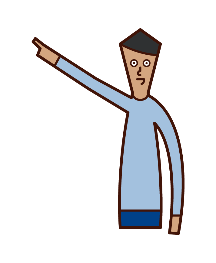 Illustration of a man pointing far away