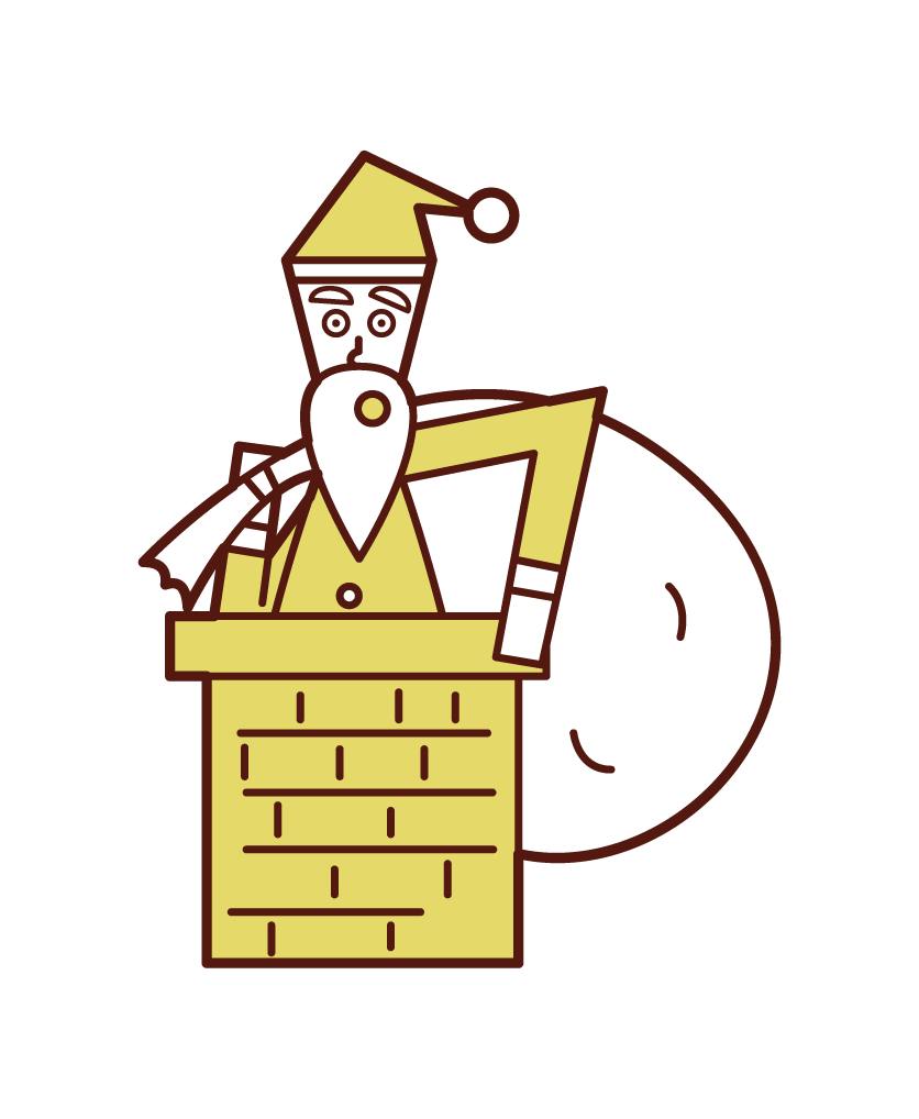 Illustration of Santa Claus entering the chimney