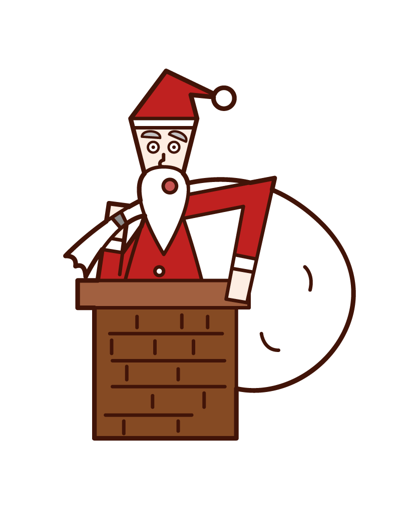 Illustration of Santa Claus entering the chimney