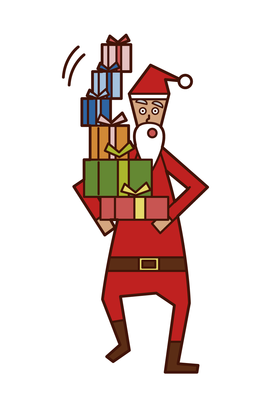 Illustration of Santa Claus with a lot of presents