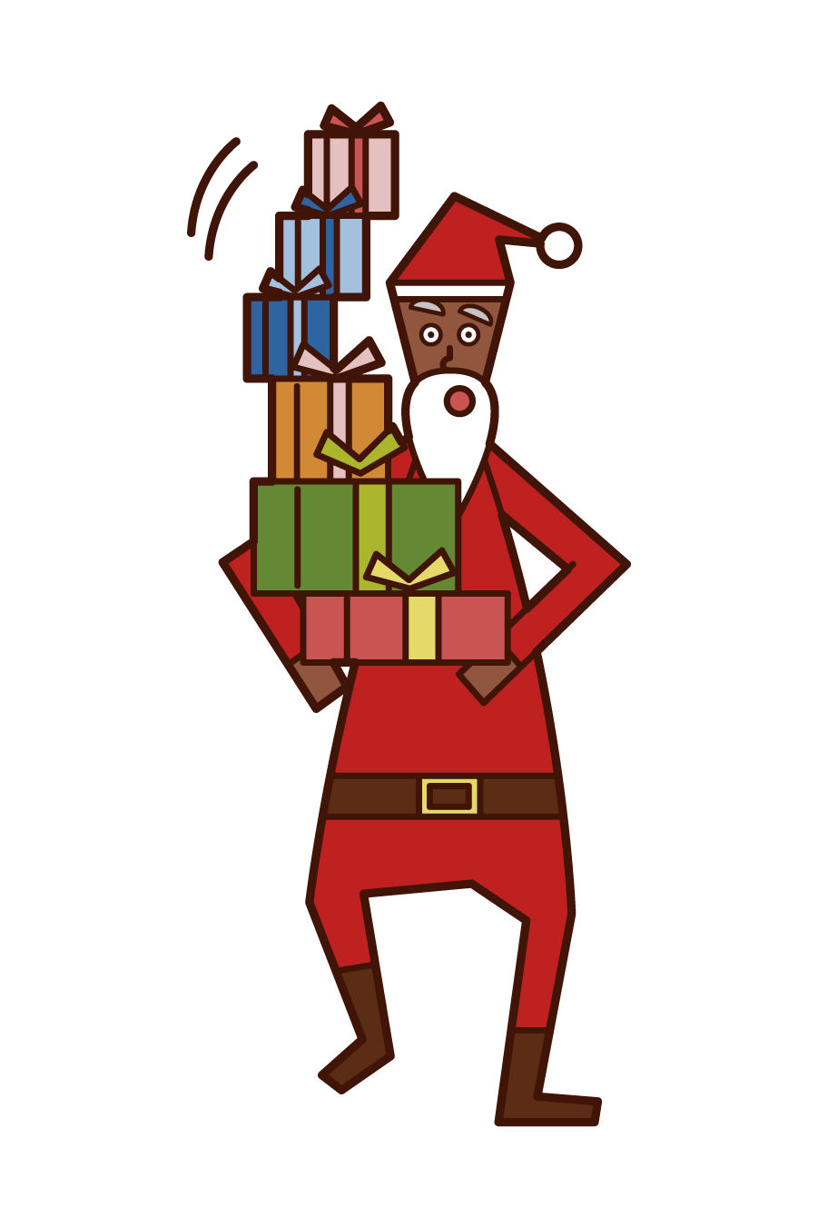 Illustration of Santa Claus with a lot of presents