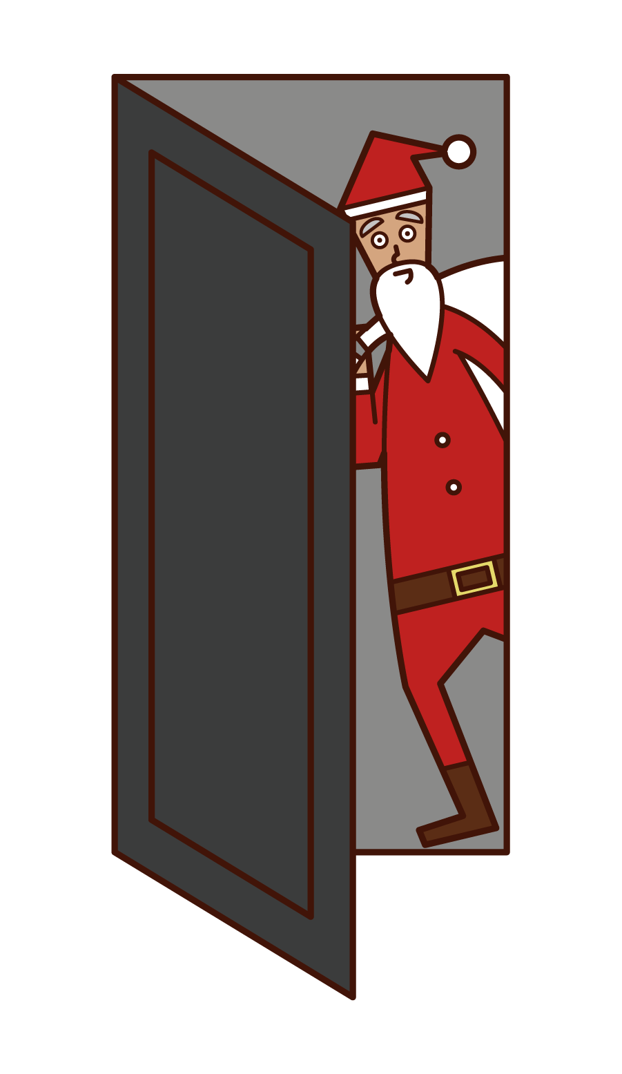 Illustration of Santa Claus (man) sneaking into the room