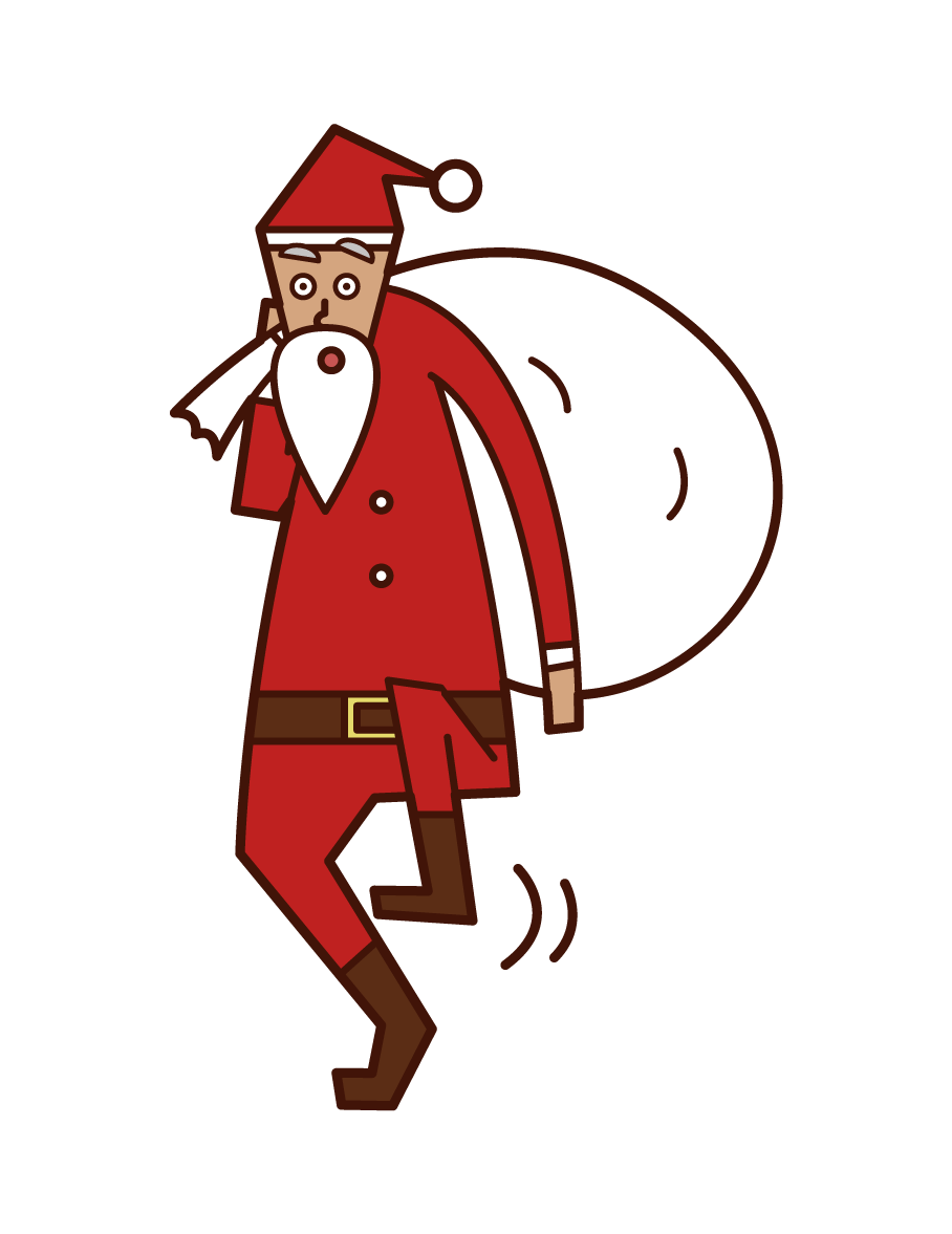Illustration of Santa Claus walking quietly