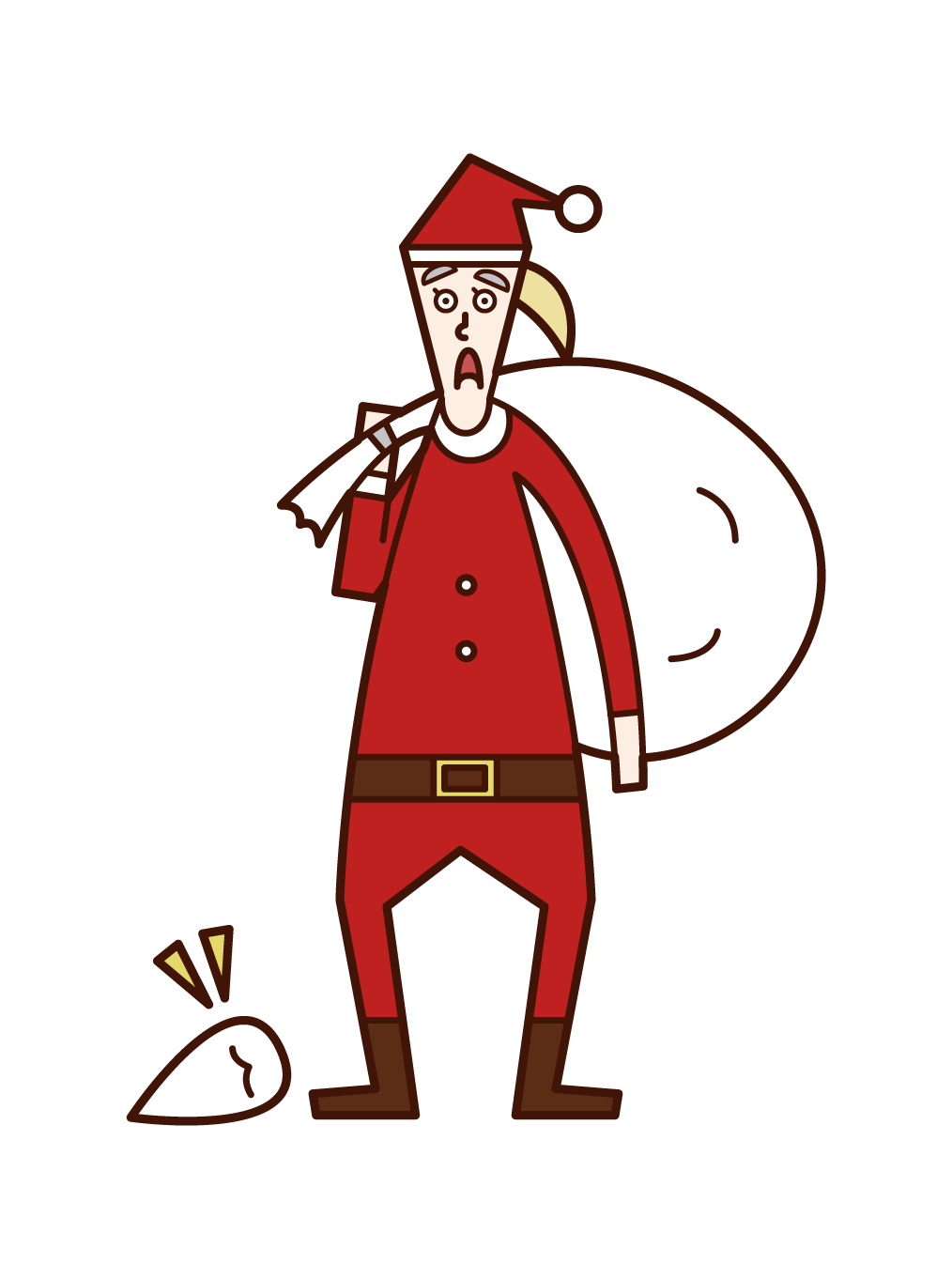 Illustration of Santa Claus (woman) who dropped the axe