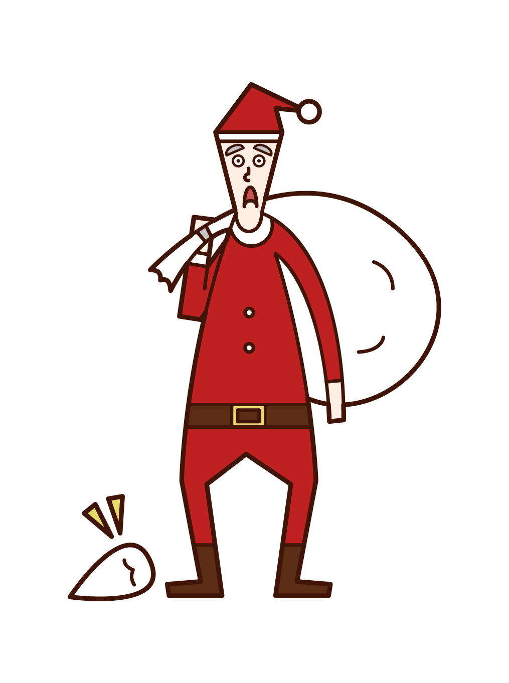 Illustration of Santa Claus (man) who dropped the axe
