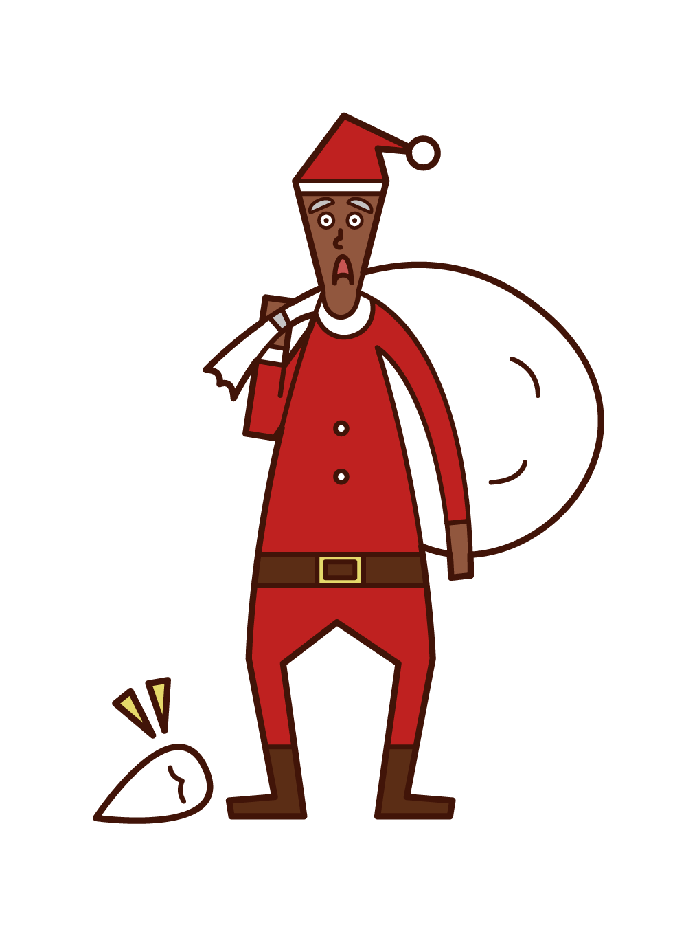 Illustration of Santa Claus (man) who dropped the axe