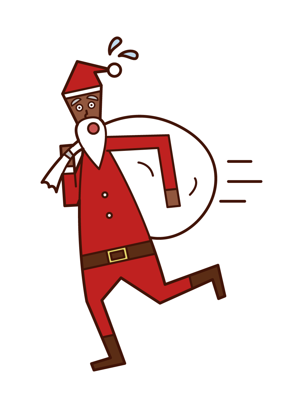 Illustration of Santa Claus running