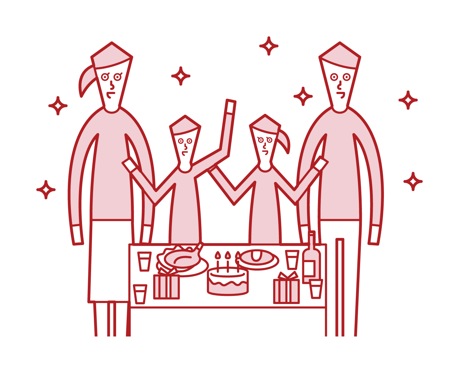 Illustration of a family enjoying a pertay