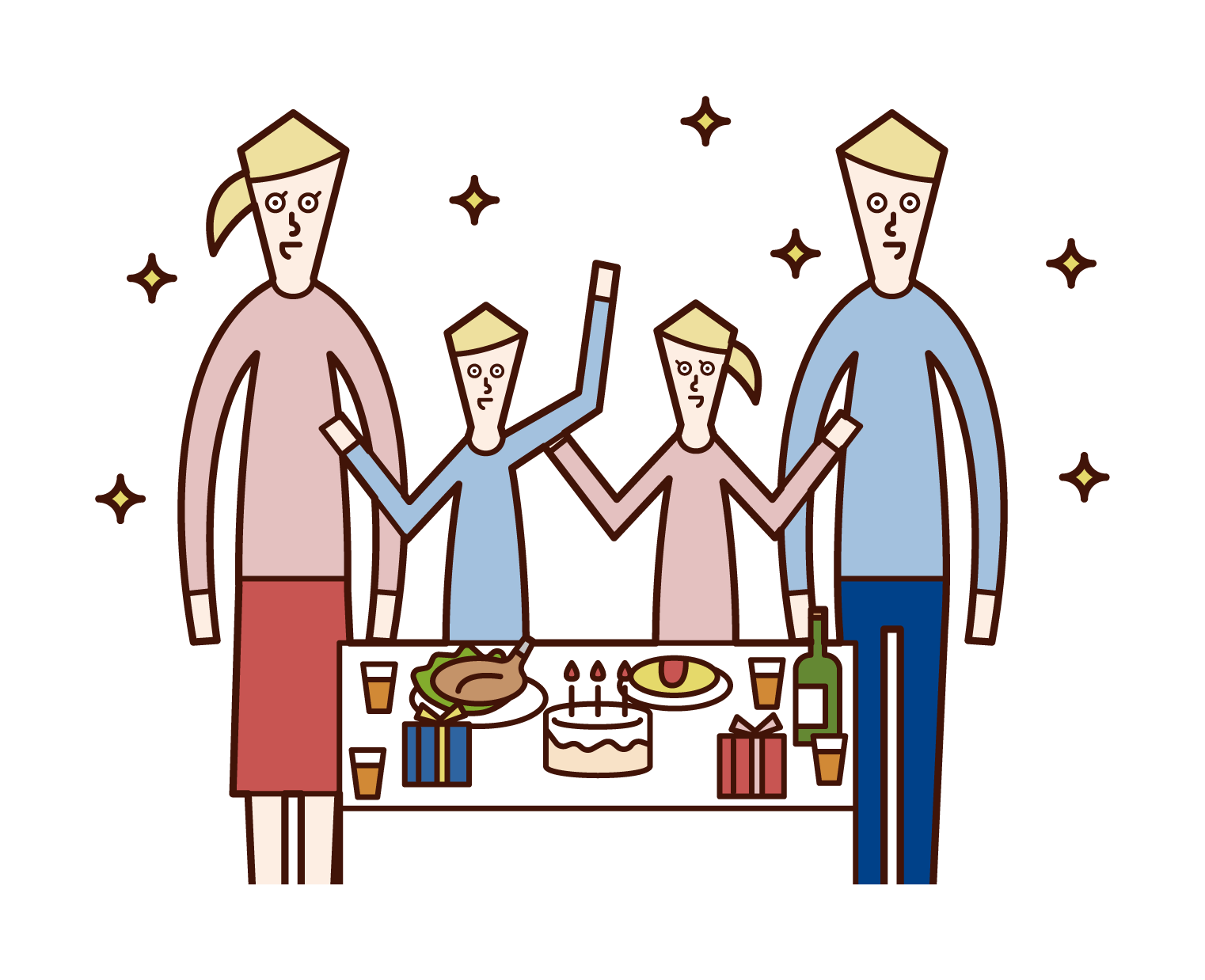 Illustration of a family enjoying a pertay