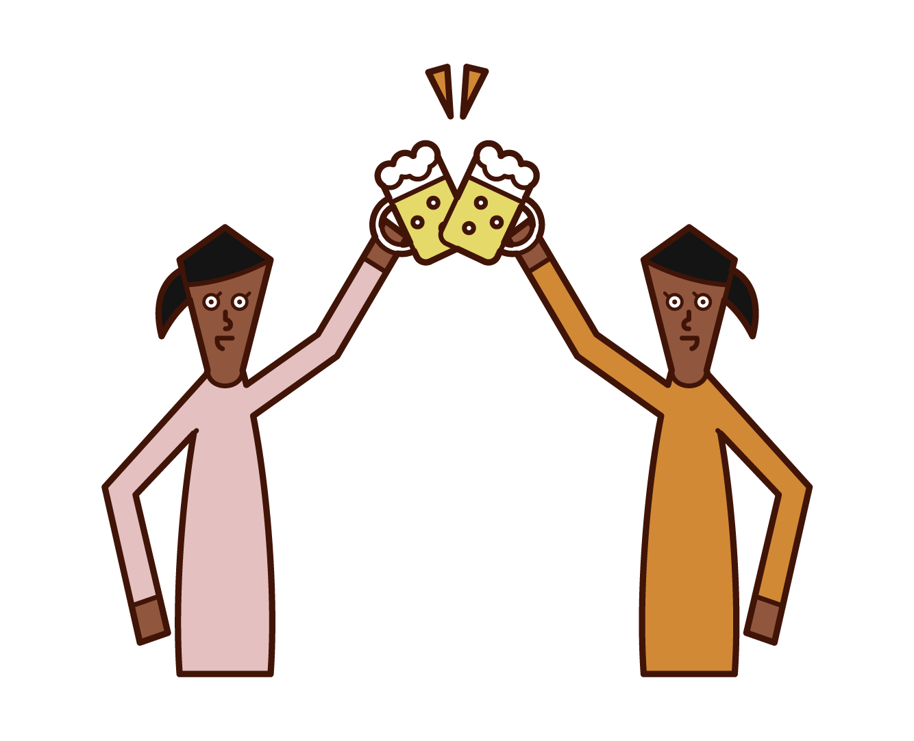 Illustration of people (women) toasting with beer
