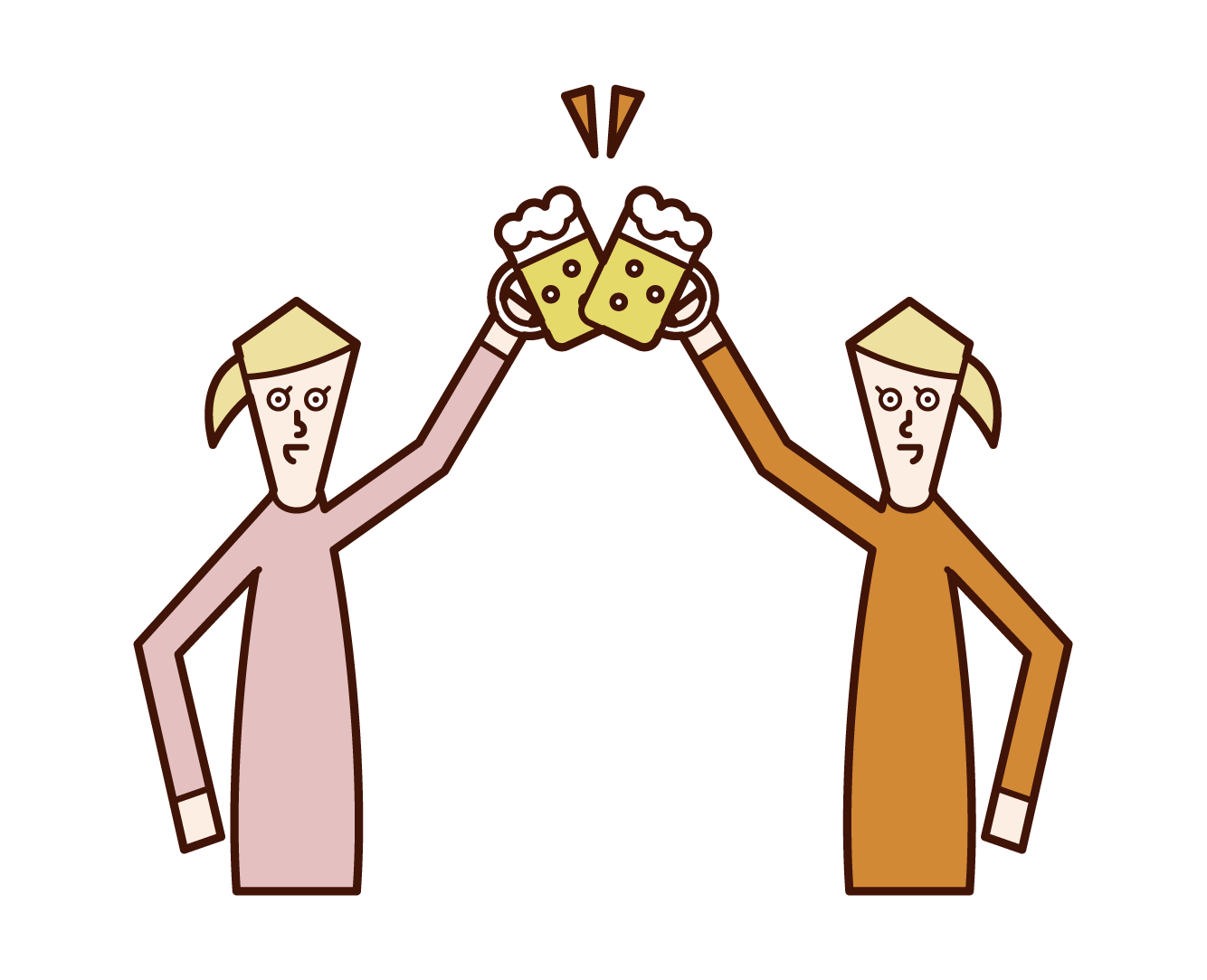 Illustration of people (women) toasting with beer