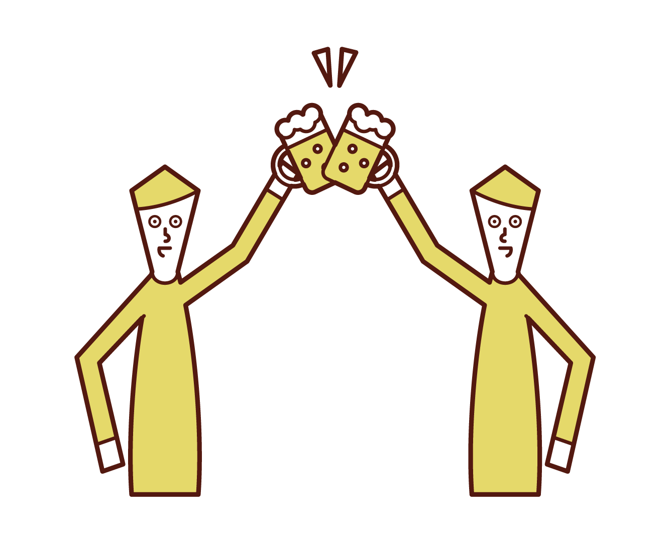 Illustration of people (men) toasting with beer
