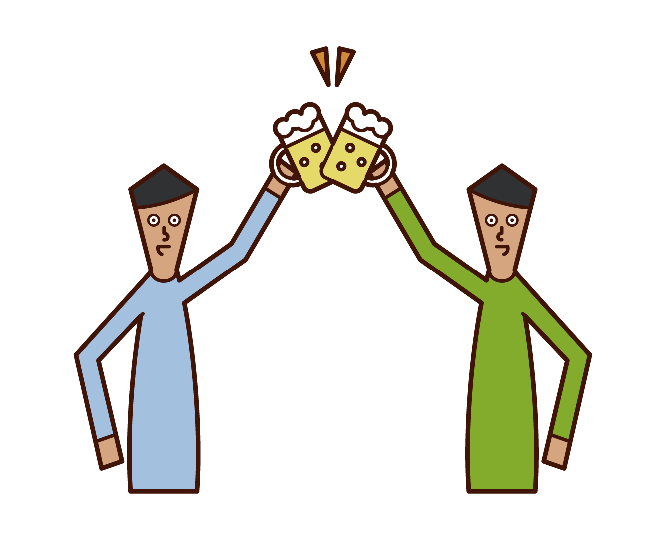 Illustration of people (men) toasting with beer