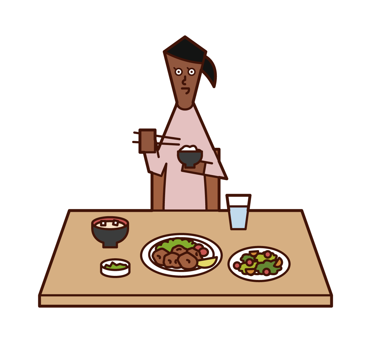 Illustration of a person (woman) eating