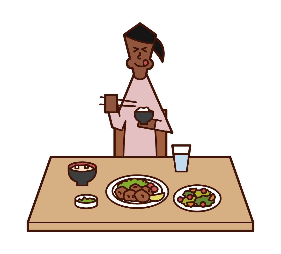 Illustration of a woman eating deliciously