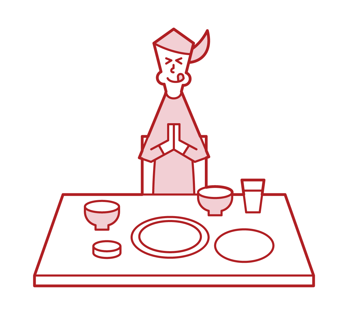 Illustration of a feasting person (woman)