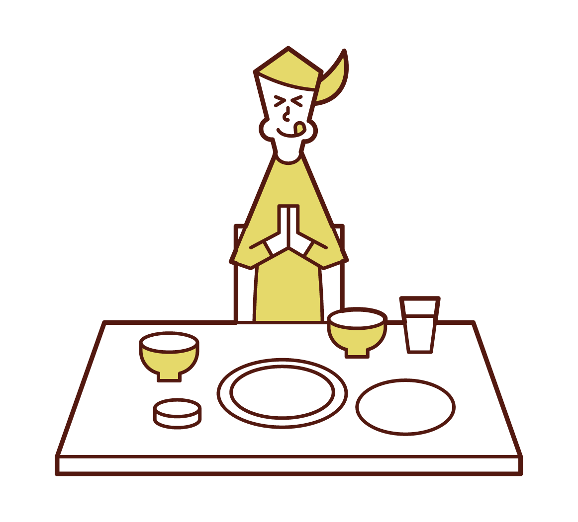 Illustration of a feasting person (woman)