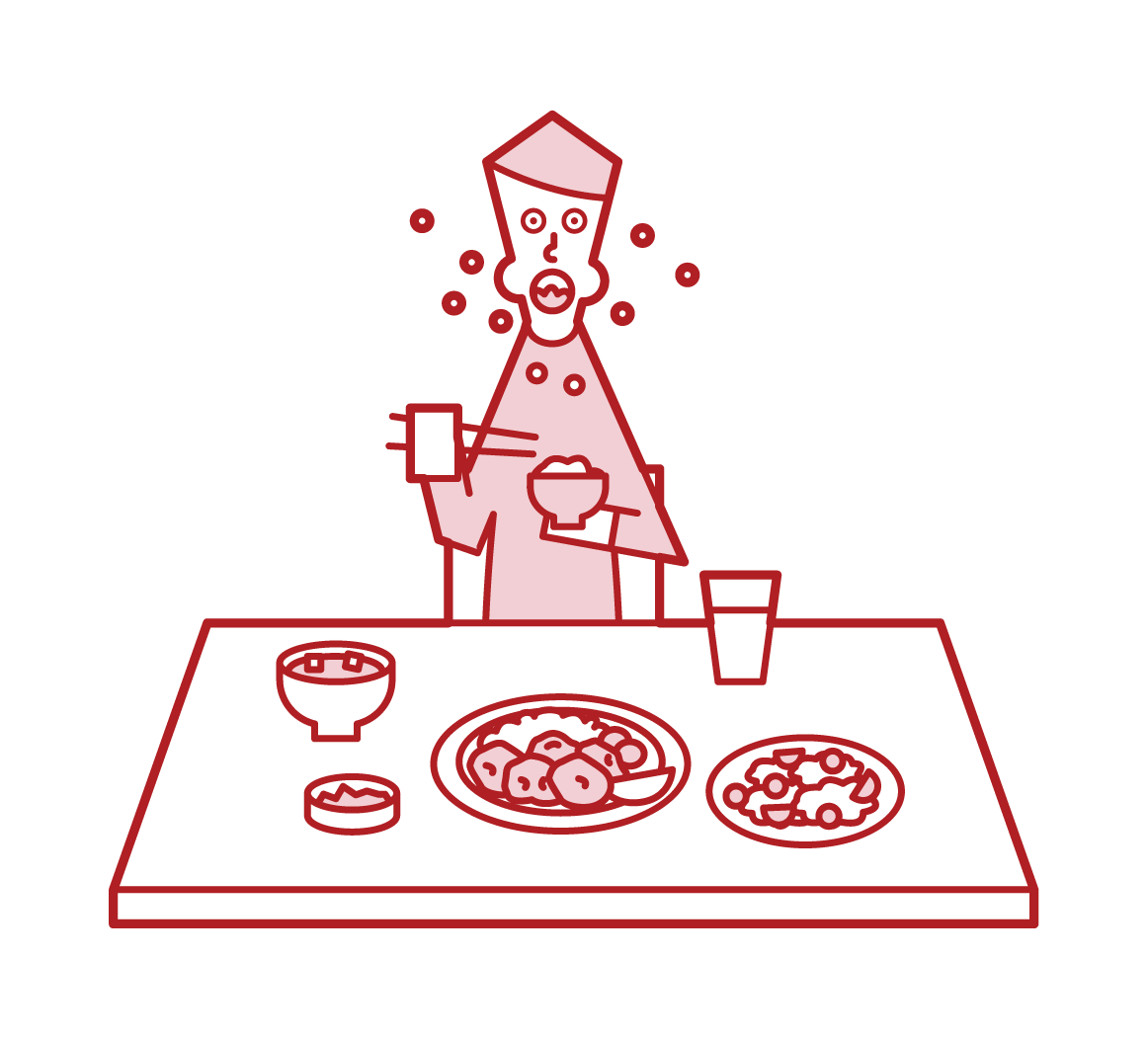 Illustration of a man eating in a hurry