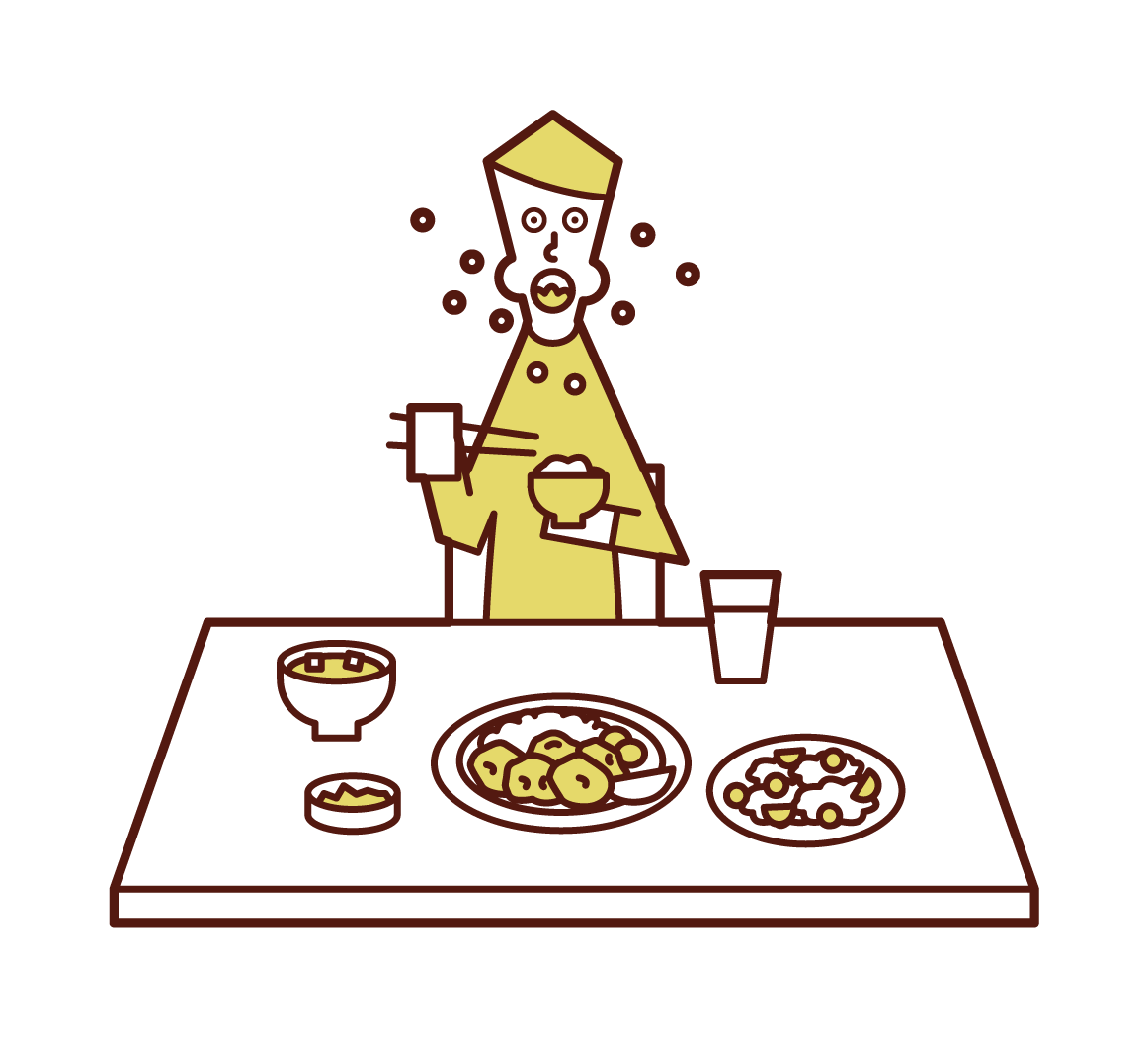 Illustration of a man eating in a hurry