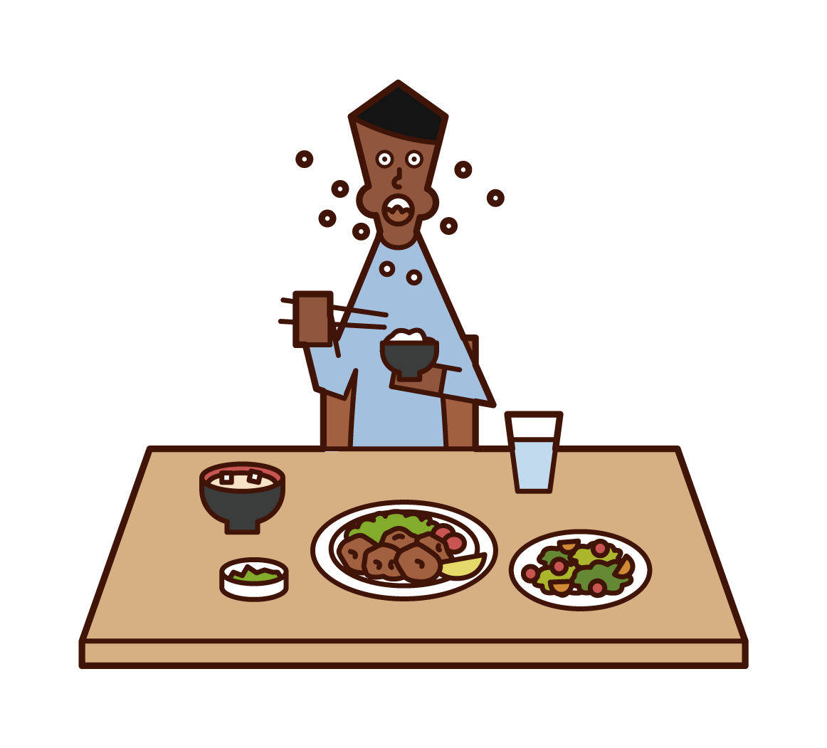 Illustration of a man eating in a hurry – Free illustrations KuKuKeKe