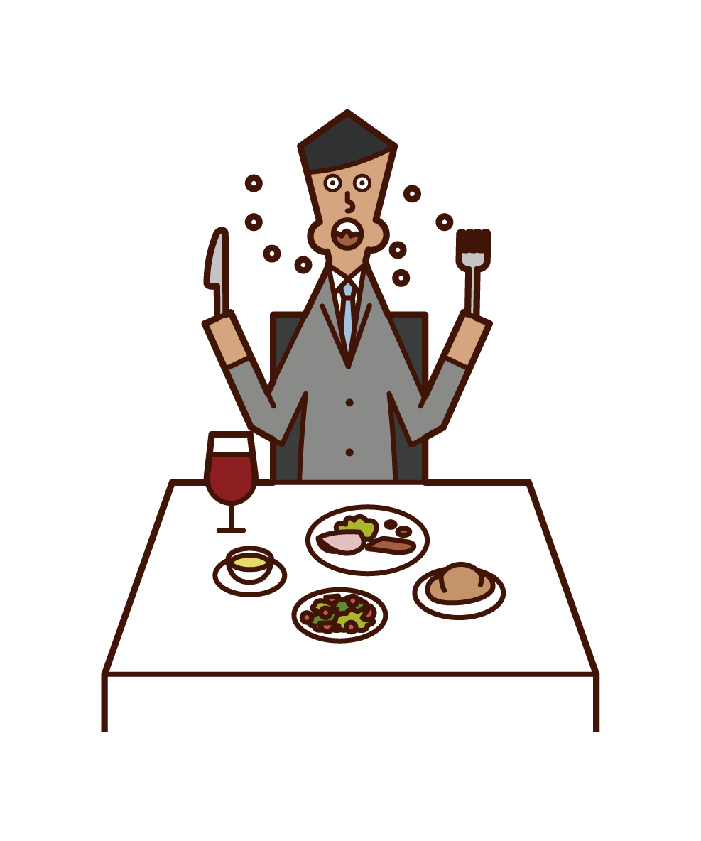 Illustration of a man who eats fast