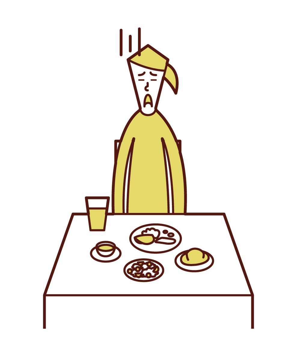 Illustration of a person (woman) without an appetite