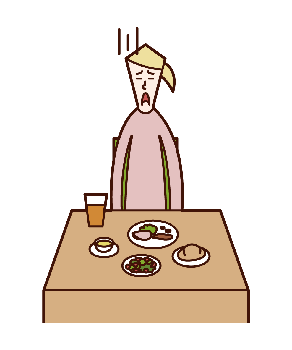 Illustration of a person (woman) without an appetite