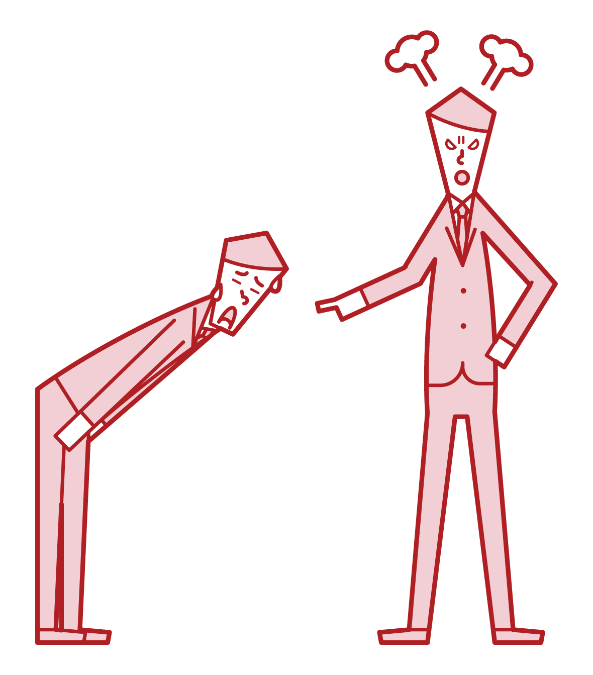 Illustration of a subordinate (man) who is angry with his boss