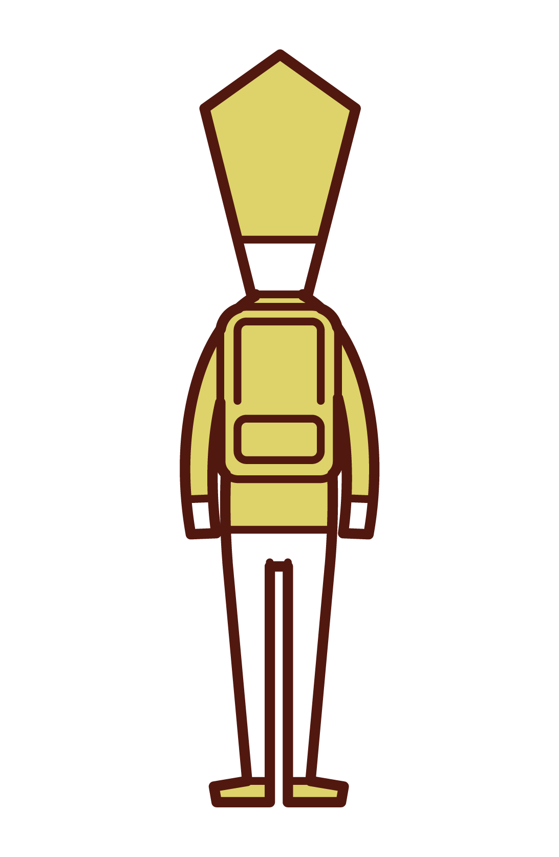 Illustration of the back of a man carrying a rucksack
