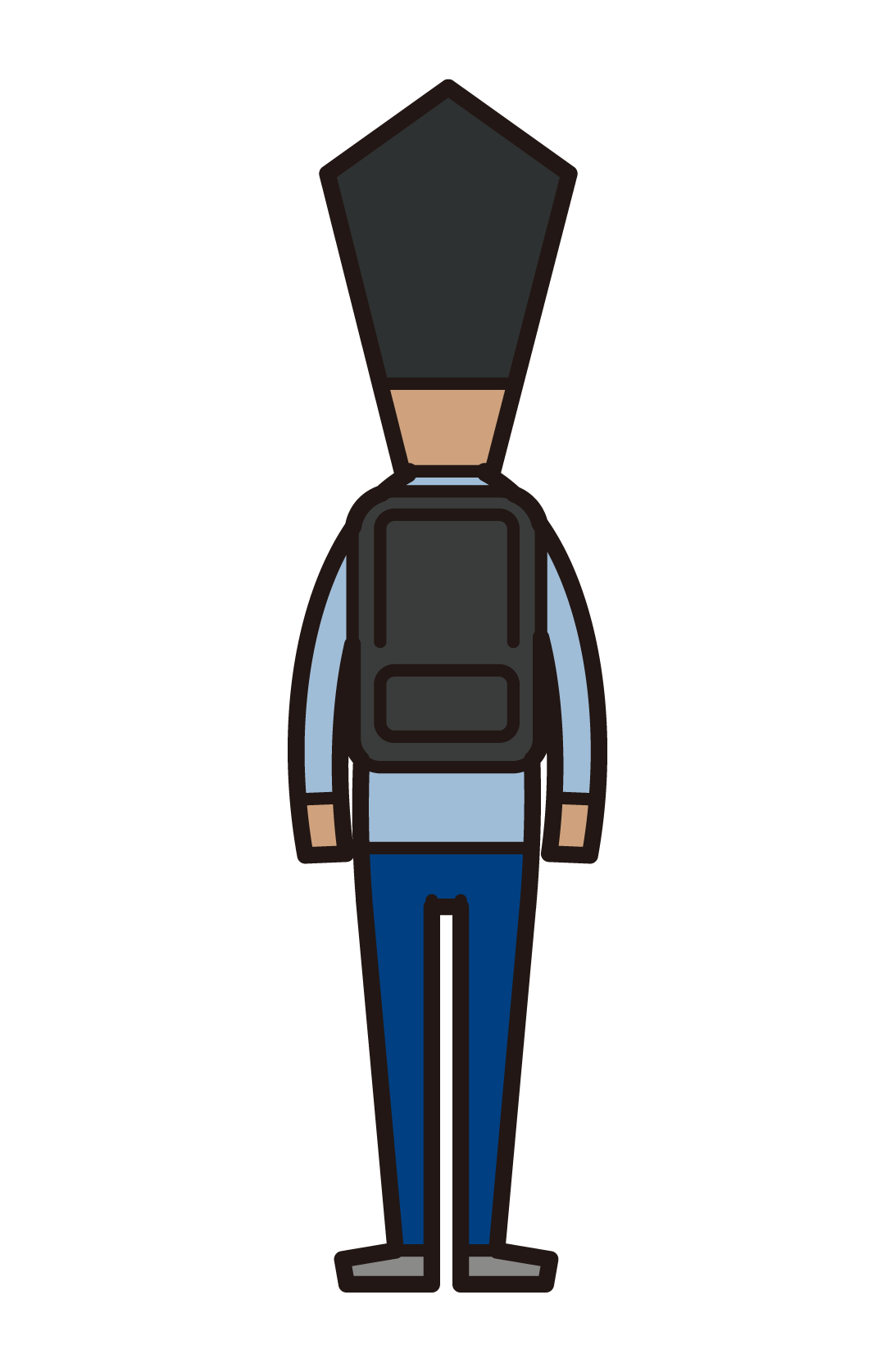 Illustration of the back of a man carrying a rucksack