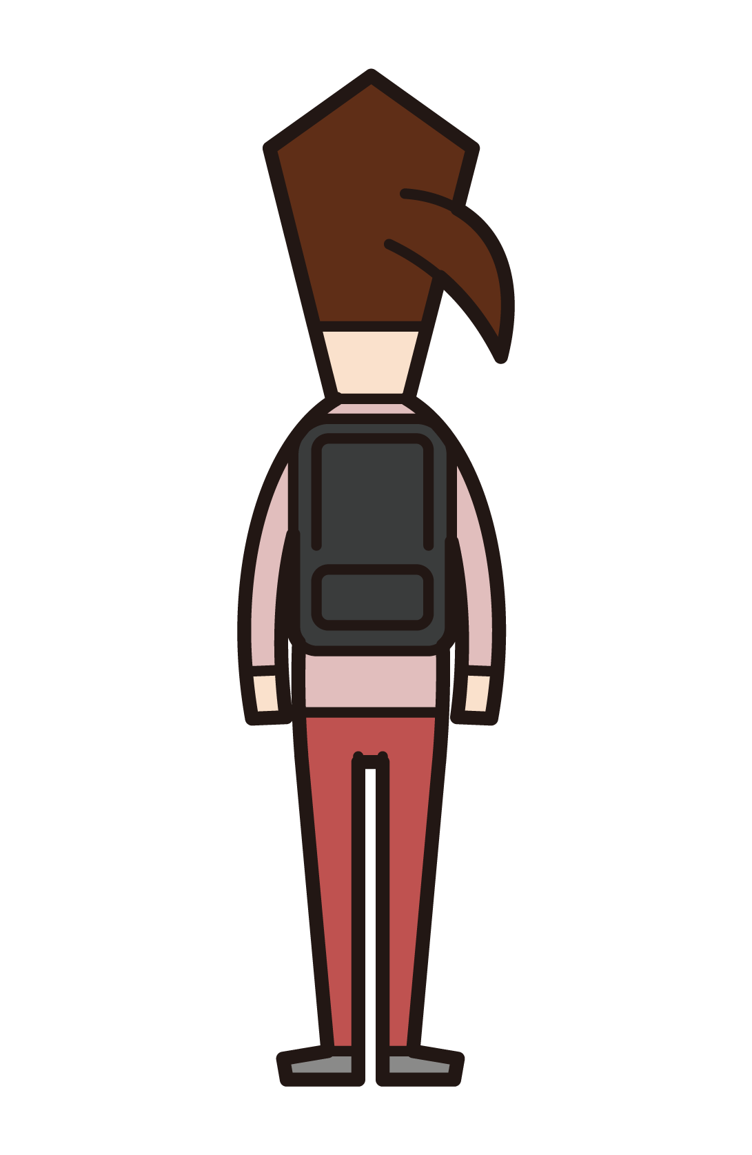 Illustration of the back of a person (woman) carrying a backpack