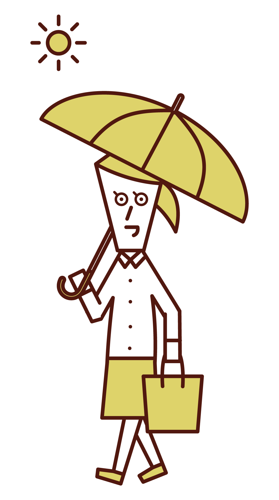 日傘をさして歩く人（女性）のイラスト