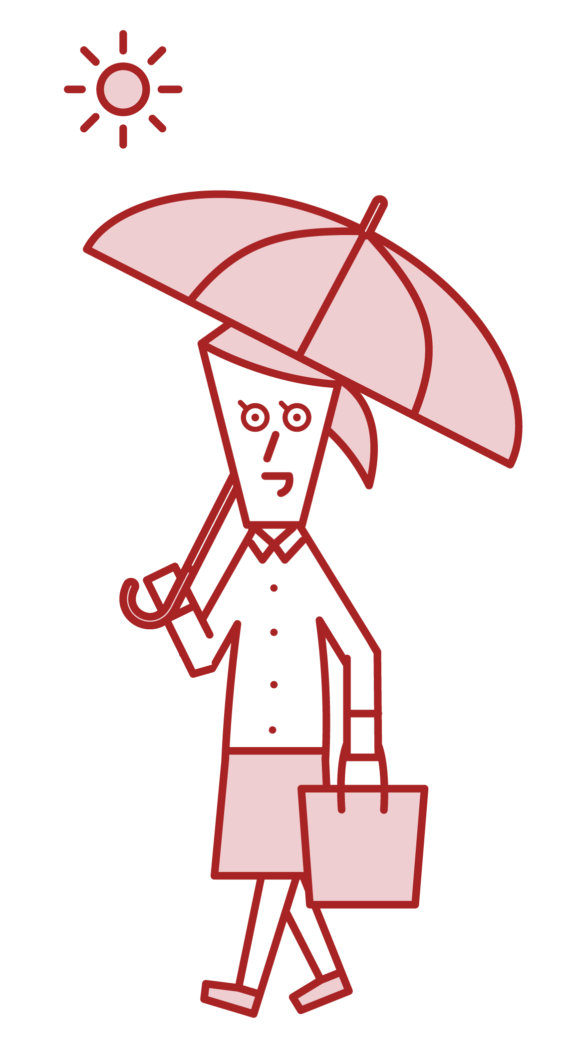 日傘をさして歩く人（女性）のイラスト