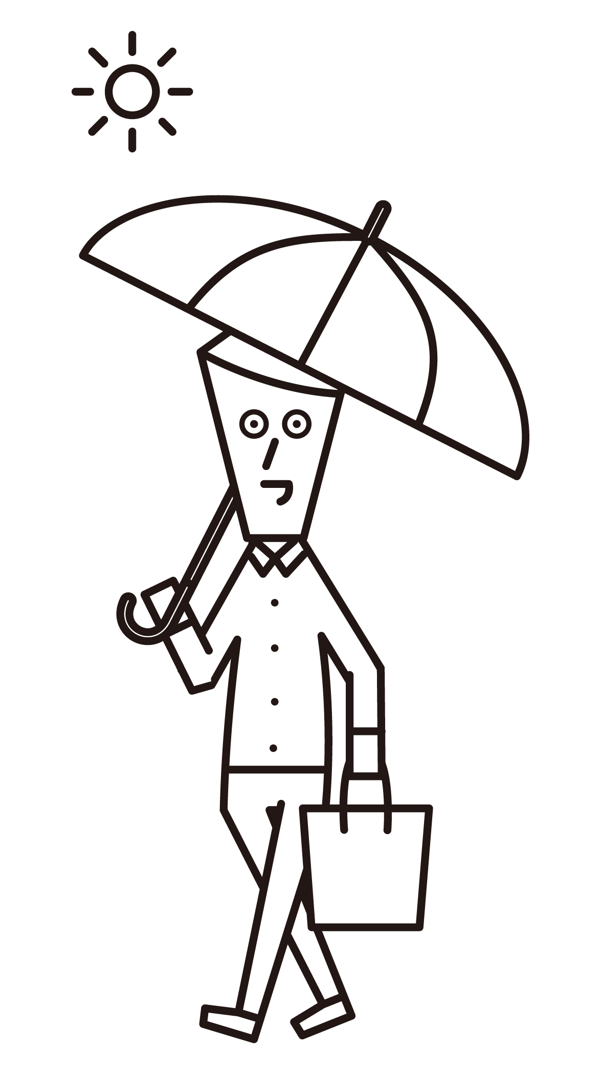 拿著遮陽傘走路的人（男性）的插圖