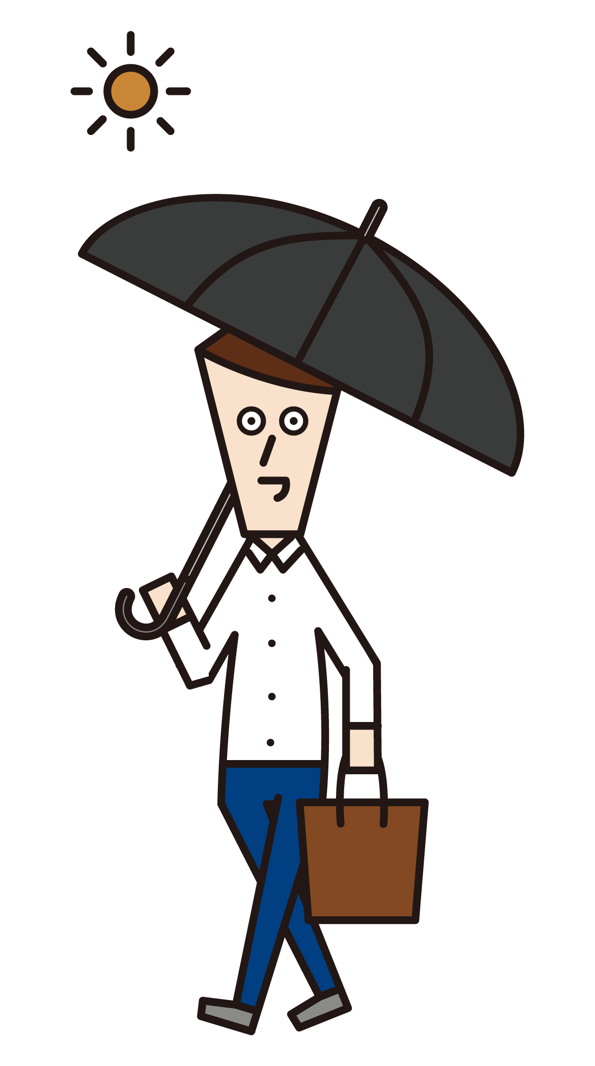Illustration of a man walking with a parasol