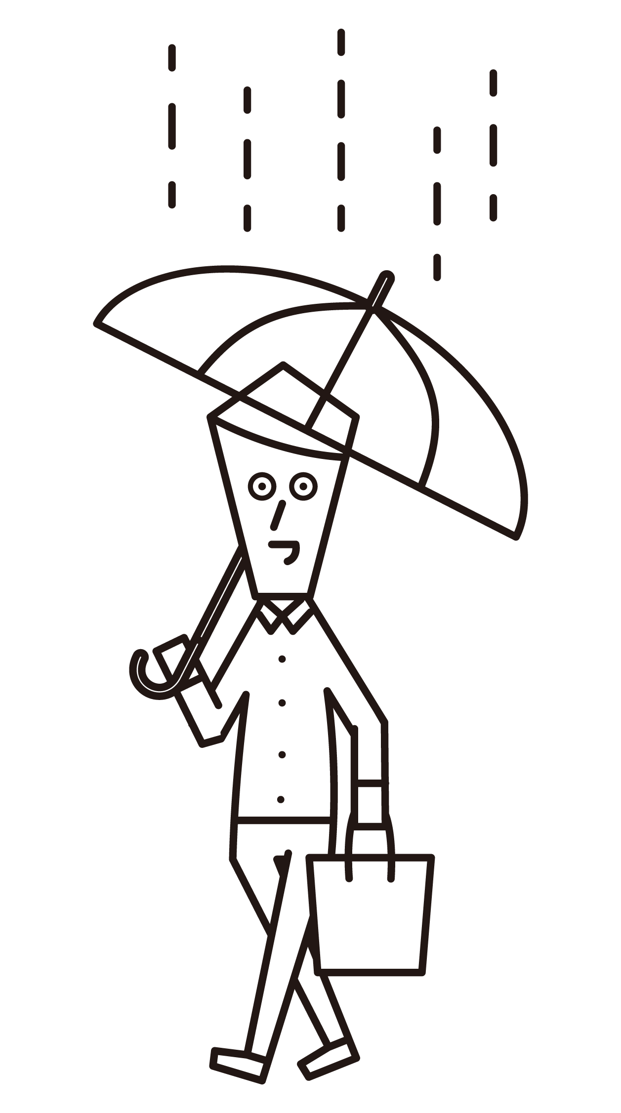 拿著雨傘走路的人（男人）的插圖