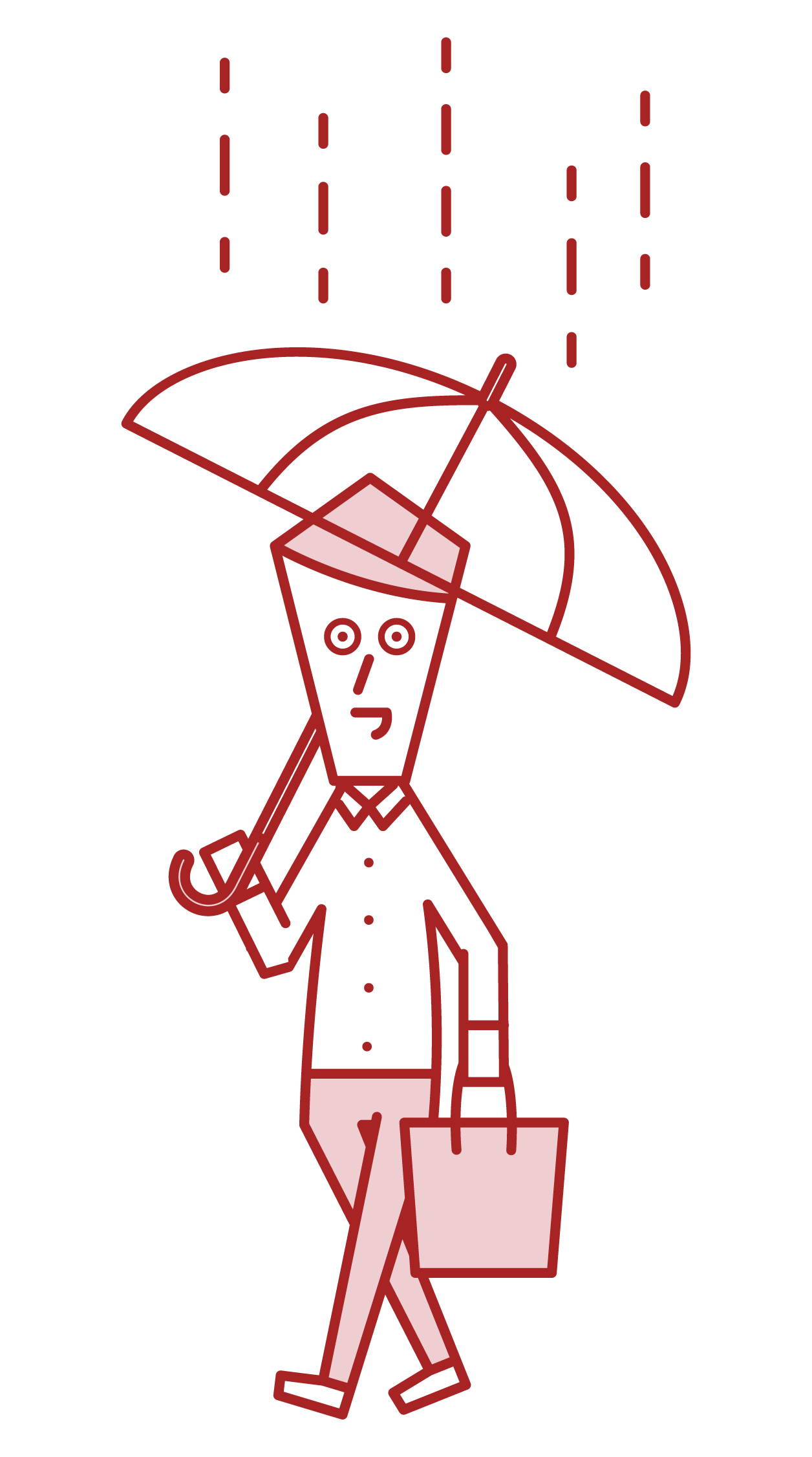 傘をさして歩く人（男性）のイラスト