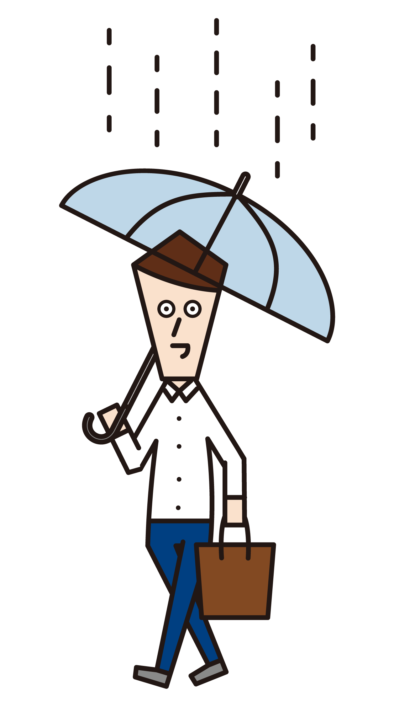 Illustration of a man walking with an umbrella