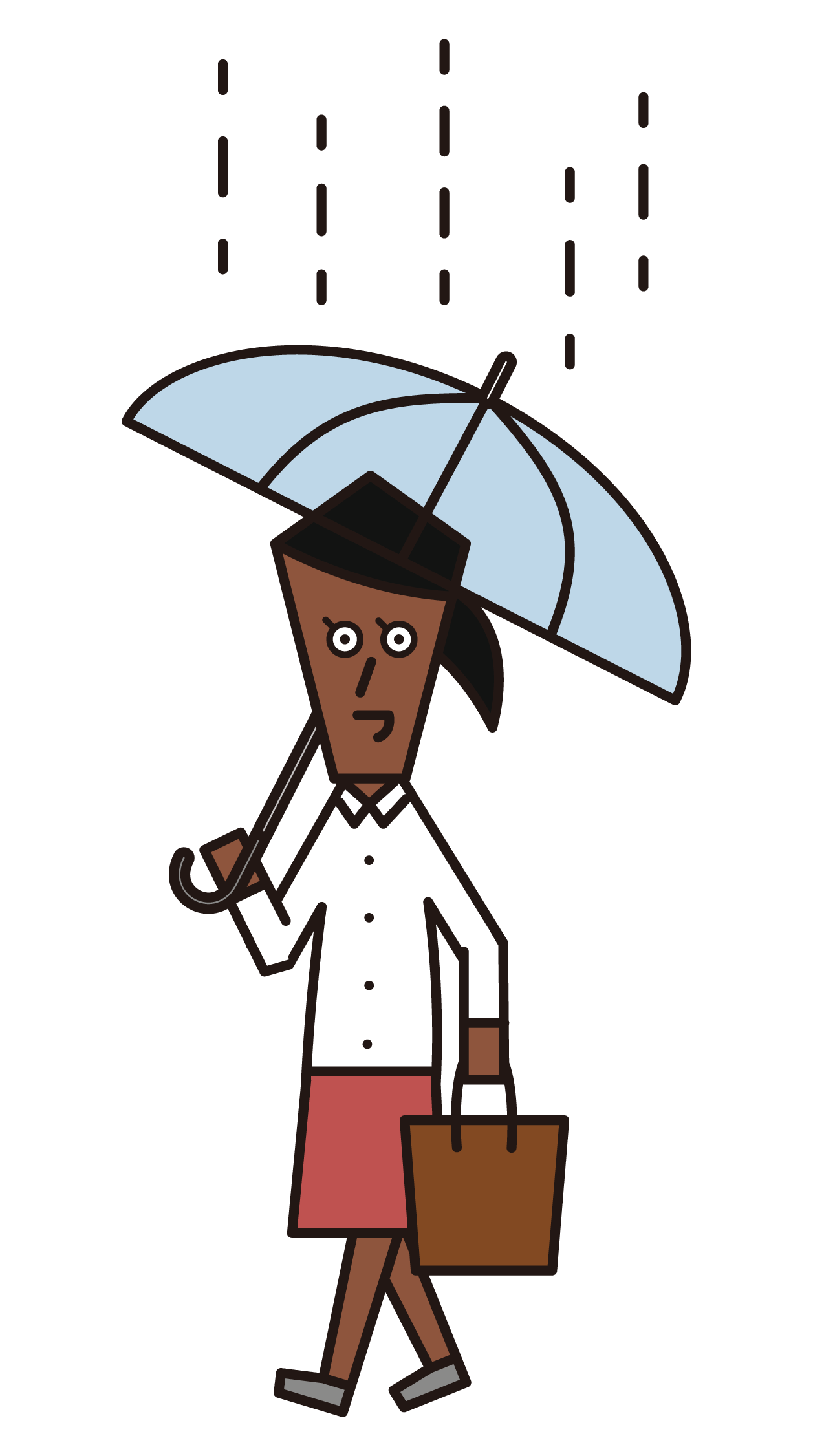 Illustration of a woman walking with an umbrella