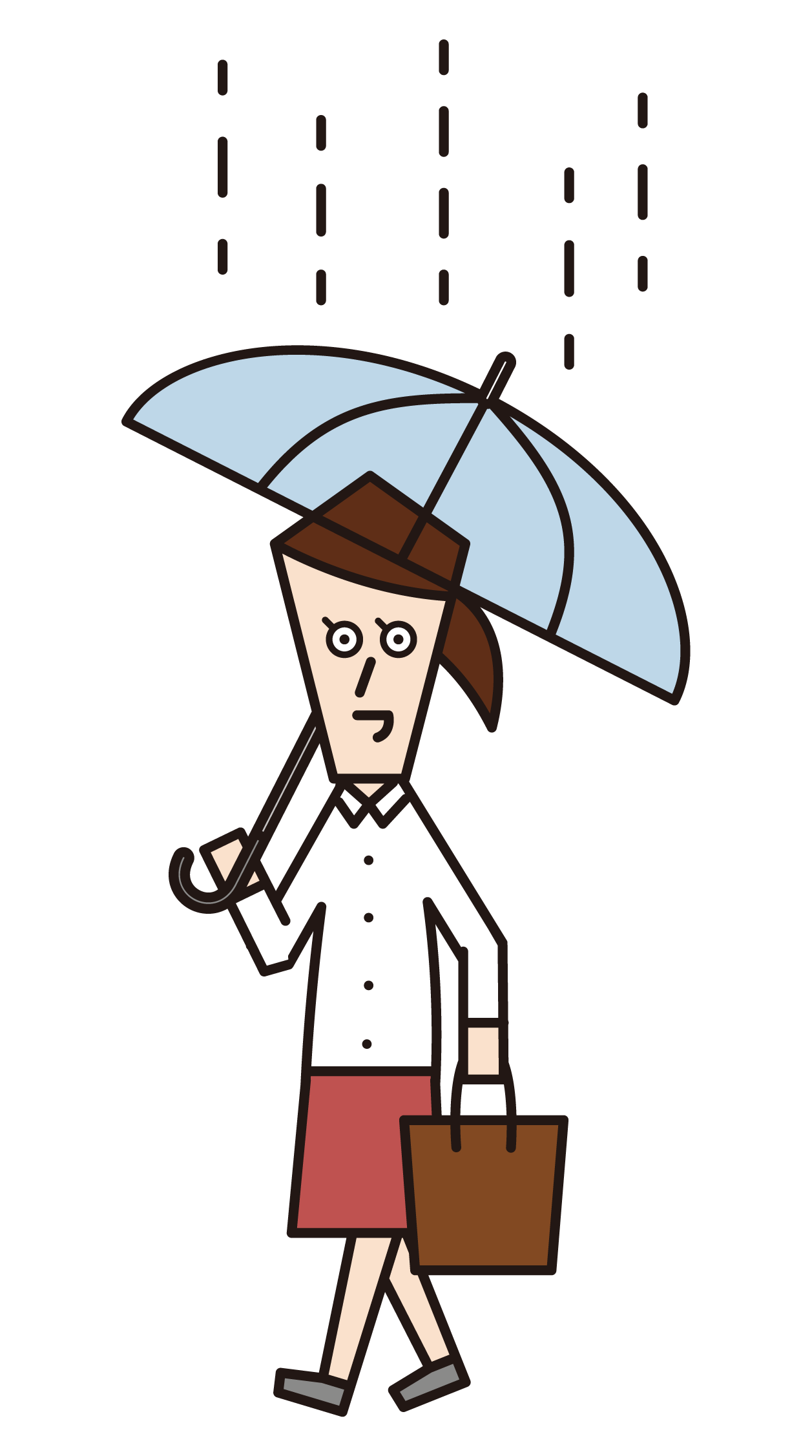 拿著雨傘走路的人（女人）的插圖