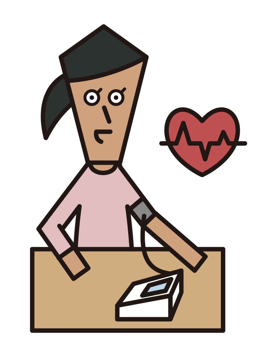 測量血壓的人（女性）的插圖