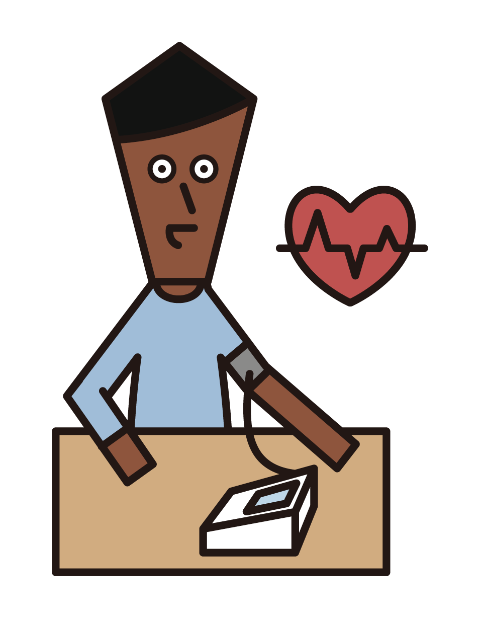 測量血壓的人（男性）的插圖