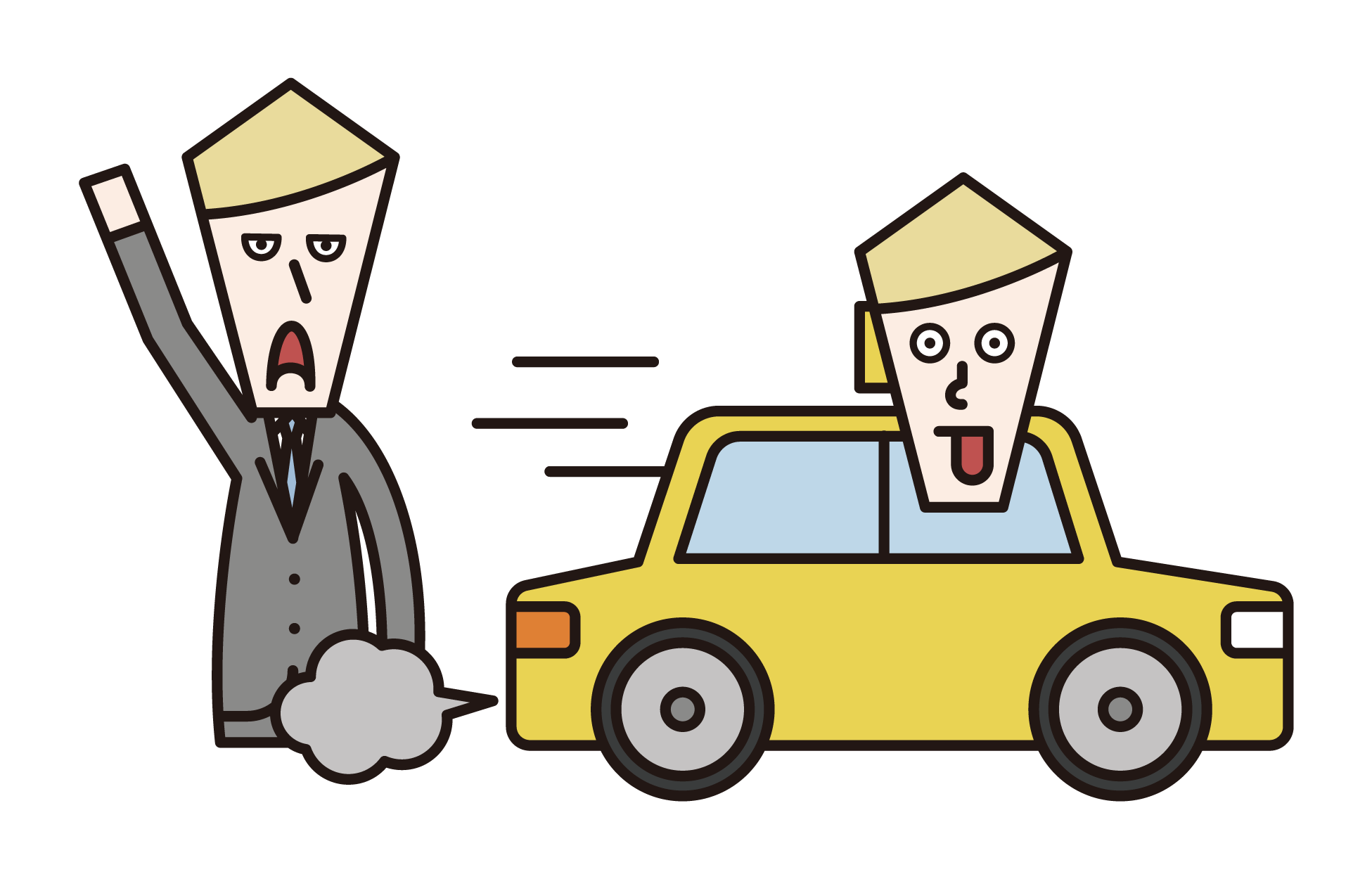 Illustration of a man who failed to catch a taxi