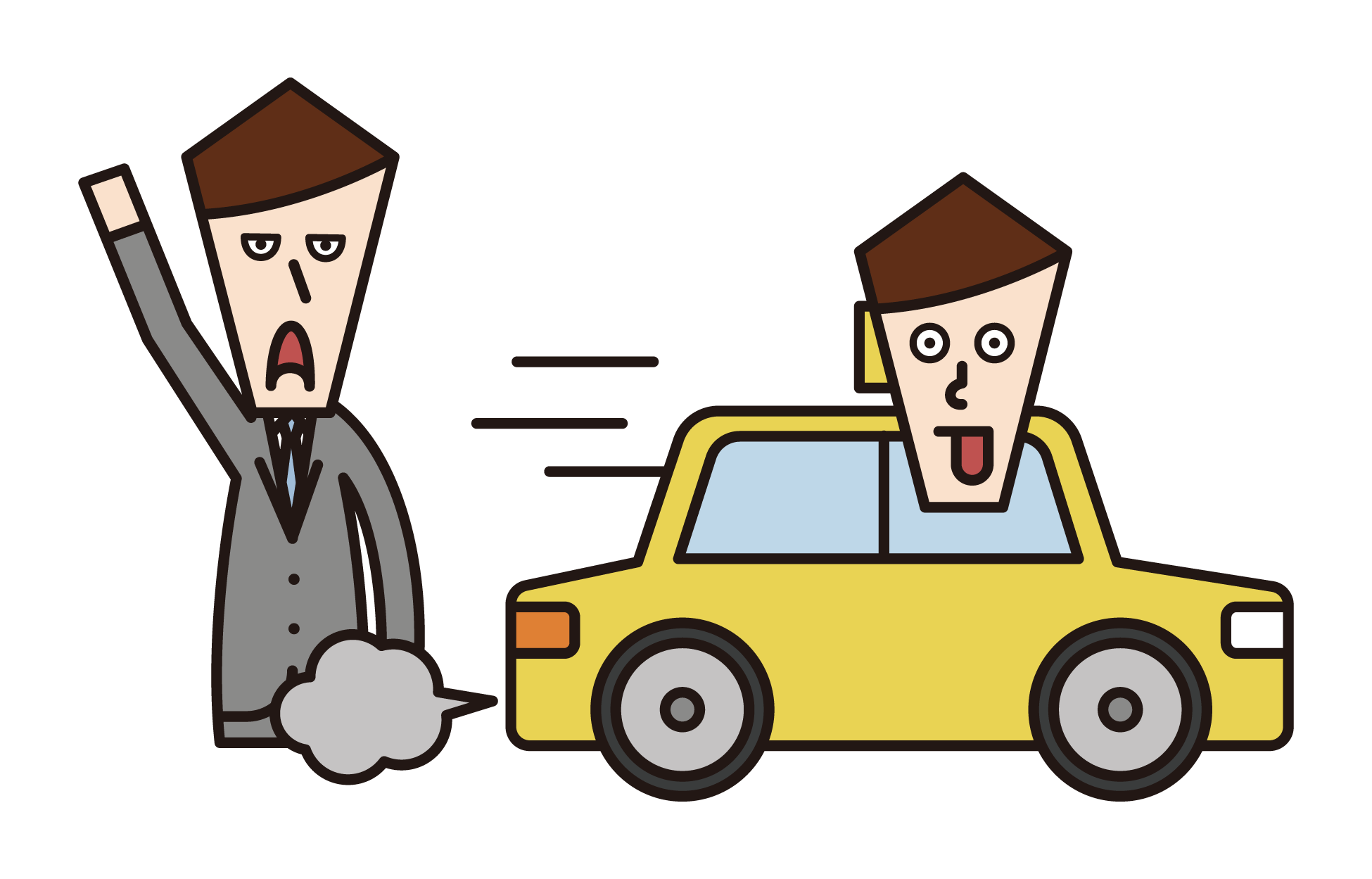 Illustration of a man who failed to catch a taxi