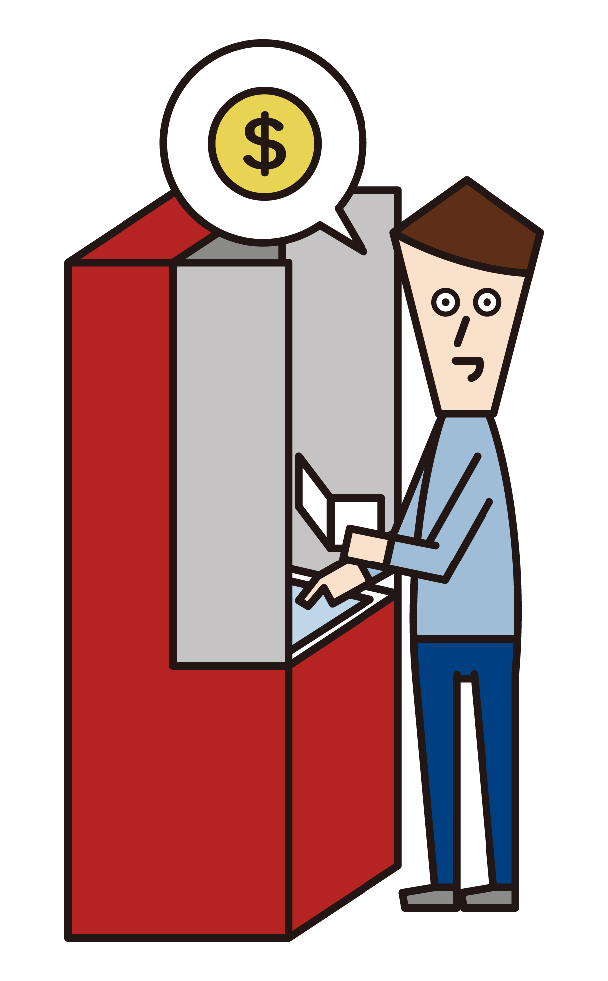 Illustration of a man using an ATM