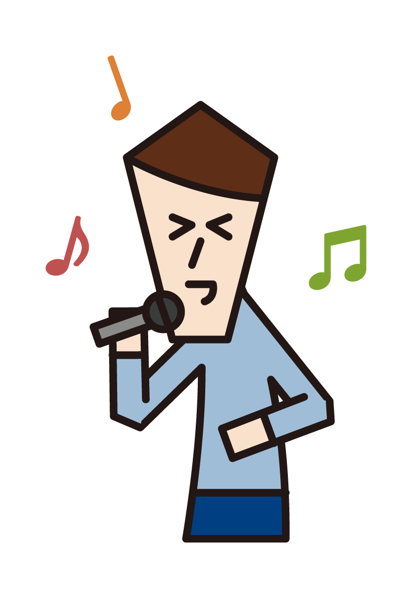 Illustration of a man singing a song