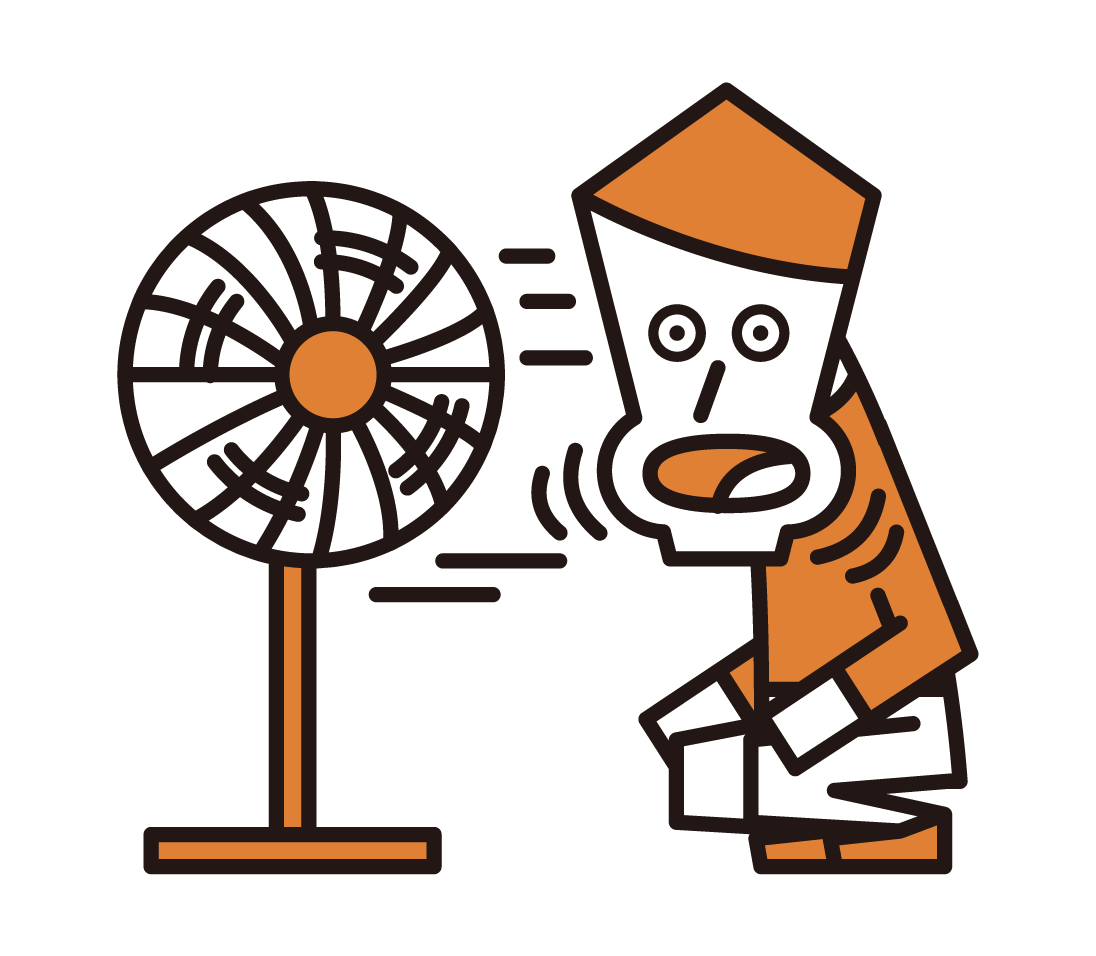 Illustration of a man hitting the wind of a fan