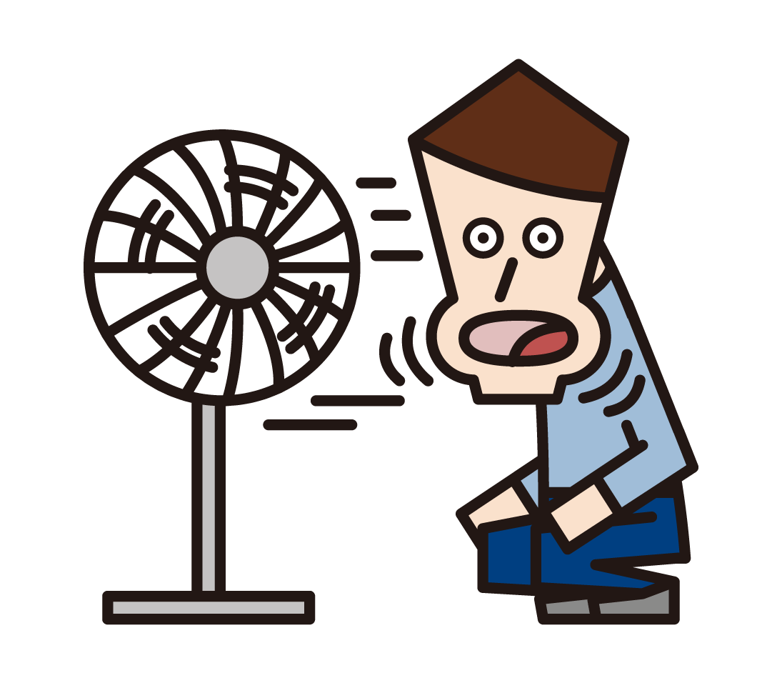 Illustration of a man hitting the wind of a fan